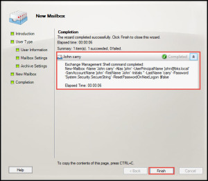 Training Create mailbox enable user server 2010 new mailbox completion 8