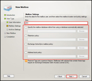 Training Create mailbox enabl user server 2010 new mailbox mailbox settings 5