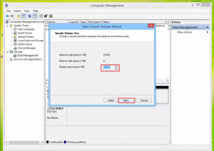How to Create New Volume Drive in Window 8 training with Disk Management size of drive 5