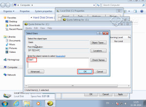Microsoft training 2007 Set Disk Quotas for a User quota entries select users 5
