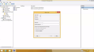 Create User and Groups in Windows 8 training new user box opened