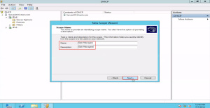 Training to Create a Scope in Windows Server 2012 click next 5