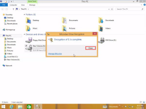 Turn On Off BitLocker Option in Window 8 training encryptin completed