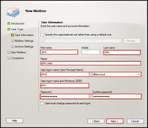 Create mailbox enable user 4